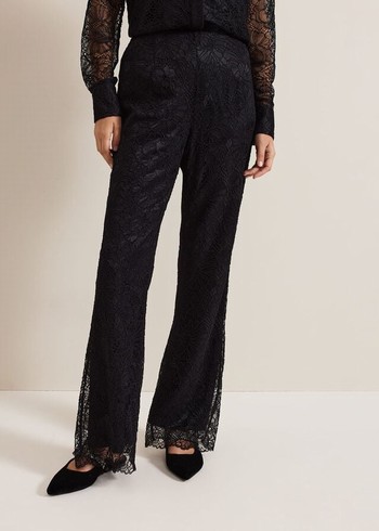 Phase Eight Livana Lace Trousers Black Canada | UTYLPW-508